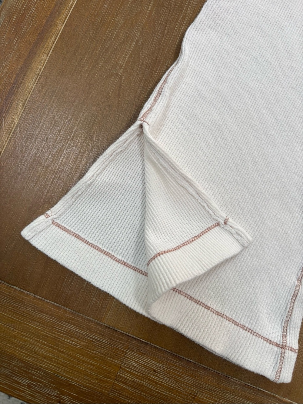 Free People Cream Ribbed Flare Pajama Pants with Stitching Detail - Picture 2 of 10